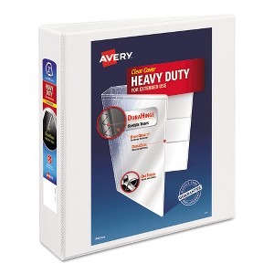 Avery Heavy-Duty Non Stick View Binder with DuraHinge and Slant Rings, 3 Rings, 2" Capacity, 11 x 8.5, White, (5504) - 1 of 4