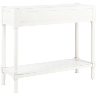 Elegant Distressed White Wood & Metal Console Table with Storage