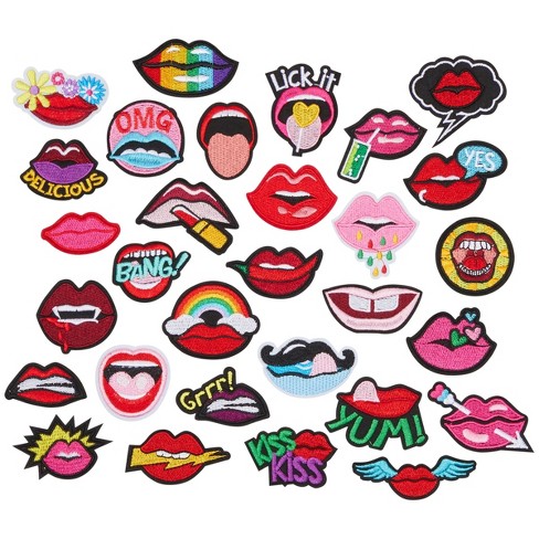 Bright Creations 20 Pieces Iron On Red Lip Patches For Clothing