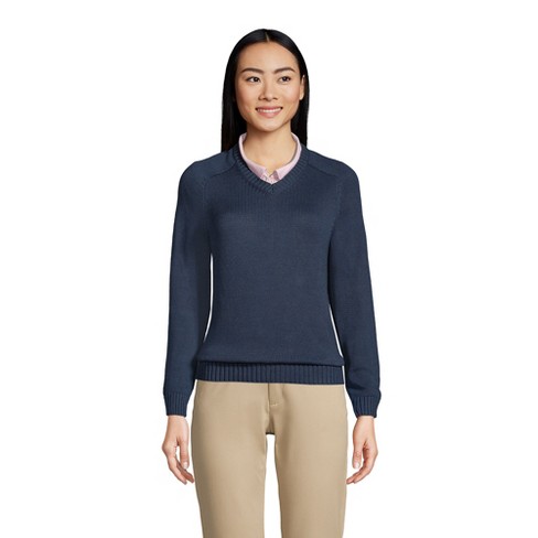 Lands' End School Uniform Women's Cotton Modal V-neck Sweater - Small ...
