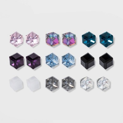  Cube Stone Multi Earring Set 9pc - Wild Fable™ 