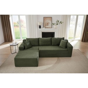 VASIP L-Shaped Left Lounge Chair Cloud Sectional Modular Sofa with Deep Seat,  for Living Room, Apartment, Bedroom No Assembly Required,Black - 1 of 4