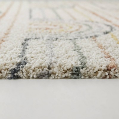 Cream Rectangular Non-slip Synthetic Kids' Rug 5' x 7'
