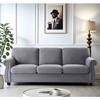CAVINAS Upholstered 2 Seater Couch, Soft Velvet Loveseat  with High-Density Foam, Loose Back Cushions & Solid Wood Turned Legs - 2 of 4