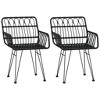 vidaXL Bistro Set Outdoor Patio Balcony Table and Chairs Rattan Look 3 Piece - Black - 4 of 4
