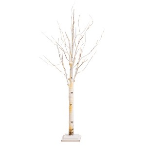 Nearly Natural 4-ft Pre-Lit Artificial Birch Tree with 50 Warm White LED Lights - 1 of 4
