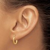 Black Bow Jewelry 2mm x 13mm 14k Yellow Gold Satin & Diamond-Cut Round Hoop Earrings - 3 of 4