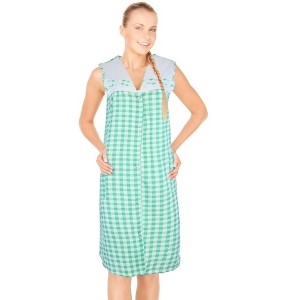 JEFFRICO House Dresses for Women with Pockets - Lightweight Breathable Sleeveless Muumuu & Nightgowns - Snap Front Housecoat and Dusters - 1 of 4