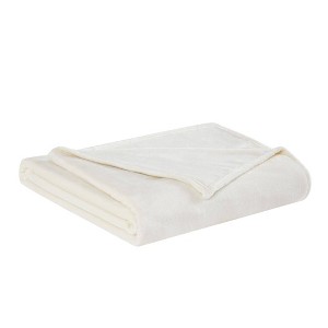 Twin XL Velvet Plush Bed Blanket Ivory - Truly Soft