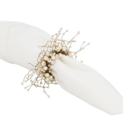 Ivory Pearl Design Decorative Napkin Rings Set of 4