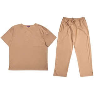 Tropi Mens Scrub Sets - Four Pocket Medical Scrubs Uniform (V-Neck with Cargo Pant) - 1 of 3