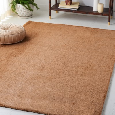 Brown Faux Rabbit Fur 6' x 9' Washable Area Rug