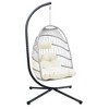 JUJABU Patio Wicker Swing Egg Chair with Stand and Cushions, for Balcony, Poolside, Garden - 2 of 4