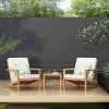 Yami 3-piece Acacia Wood Patio Conversation Set with Accent Table and 2 Chairs, Outdoor Furniture Chat Set - Maison Boucle - 2 of 4
