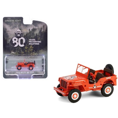 1944 Willys MB Jeep Red "Smokey Bear 80th Anniversary" "Anniversary Collection" Series 17 1/64 Diecast Model Car by Greenlight