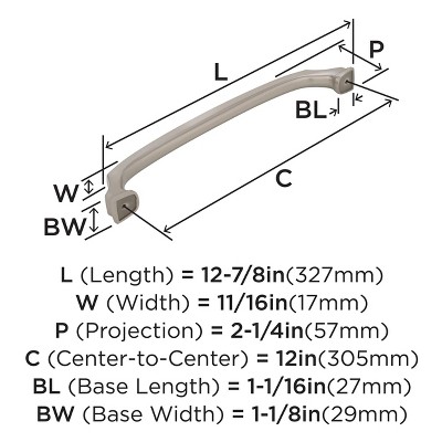 Satin Nickel 12" Traditional Appliance Pull with Mounting Hardware