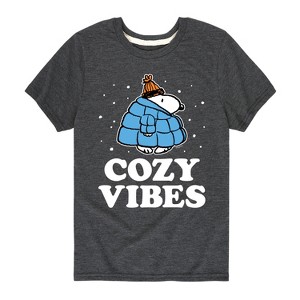 Boys' - Peanuts - Snoopy Puffer Cozy Vibes Short Sleeve Graphic T-Shirt - 1 of 4