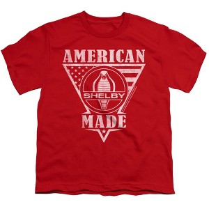 Carroll Shelby American Made Flag Unisex Youth T Shirt  Red  X Large - 1 of 4