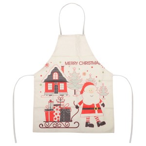 Unique Bargains Christmas Aprons Linen Beige White Black Red Gray 21.65"x26.77" 1 Pcs - 1 of 4