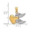 Black Bow Jewelry 14k Yellow Gold and White Rhodium Two Tone Heart with Wings Pendant - 4 of 4