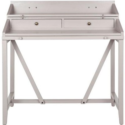 Transitional Wyatt 40" Writing Desk with Hutch and Drawers in Quartz Grey