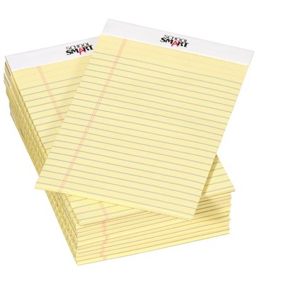School Smart Junior Legal Pads, 5 x 8 Inches, 50 Sheets Each, Canary, pk of 12