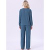 INSPIRE CHIC Womens Ribbed Knit Fuzzy Pajamas Long Sleeve Top and Pants Outfits Lounge Sets - 4 of 4