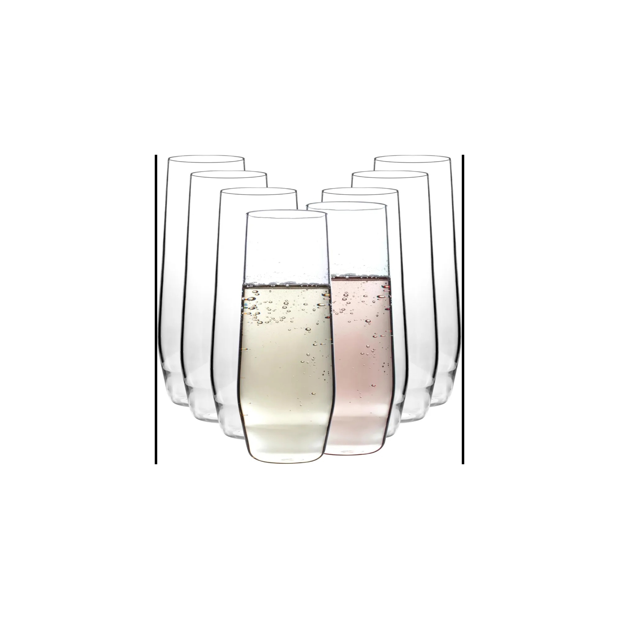 D'Eco Unbreakable 12 oz Champagne Flutes (Set of 8) - 100% Tritan Reusable Mimosa & Champagne Glasses - Valentine's Day Gift Idea