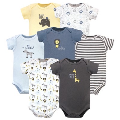 Image of Hudson Baby Infant Boy Cotton Bodysuits 7pk, Safari, 18-24 Months