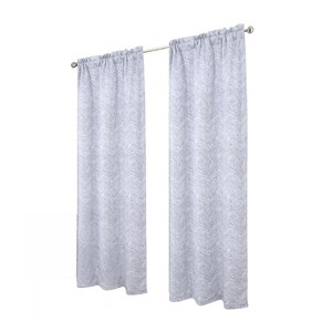 RT Designer Collection Crystal Jacquard Rod Pocket Foam Back Luxurious Modern Design Curtain Panel 54" x 84" Silver - 1 of 4