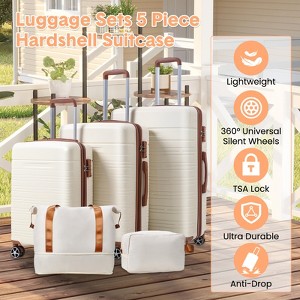 Luggage Sets 5 Piece with TSA Lock, Double Spinner Wheels, Durable ABS Lightweight Carry On Luggage with Telescoping Handle - 1 of 4