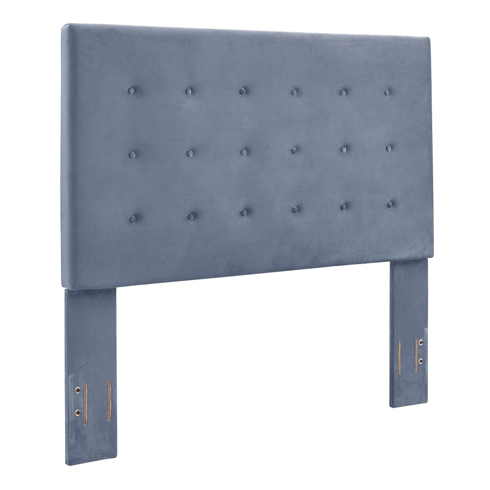 Photos - Bed Frame Crosley Reston Square Upholstered Full/Queen Adult Headboard Blue Gray  