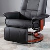 HOMCOM Faux Leather Manual Recliner, Adjustable Swivel Lounge Chair with Footrest, Armrest and Wrapped Wood Base for Living Room, Black - 4 of 4