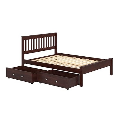 Donco Kids 500-FCP_505-CP Contempory Bed with Dual Underbed Drawers, Full, Dark Cappuccino