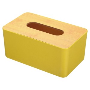 Unique Bargains Decorative Wood Napkin Dispenser Holder Rectangle Tissue Box Cover - 1 of 4
