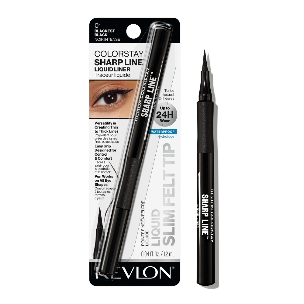 Photos - Eye / Eyebrow Pencil Revlon ColorStay Liquid Eye Pen Classic Tip - Blackest Black - 0.04 fl oz 