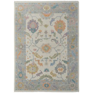 Karina Transitional Floral & Botanical Ivory/Orange/Blue Area Rug - 1 of 4