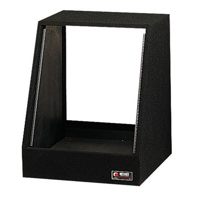 Odyssey 12 Vertical Space 12U Angled Face Open Back Carpeted Exterior Studio Equipment Storage Slant Rack with Rubber Feet, Black