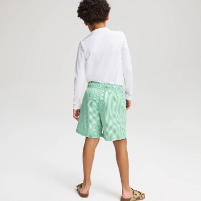Cat & Jack Boys' Seersucker Swim Trunks - Cat & Jack™ Green/White M — фото 2