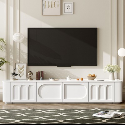 NicBex TV Stand with Arched Doors and 2 Drawers for TVs up to 75" Minimalist Entertainment Center with Rebound Device for Living Room, Bedroom