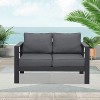 Heynemo Patio Furniture Aluminum Loveseat, All-Weather Outdoor 2 Seats Sofa Couch - 4 of 4