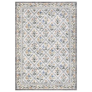 Washable Farmhouse Floral Print Living Room Rugs, Soft Non Slip Modern Bedroom Carpet, Ultra Thin Floor Rug for Home Office - 1 of 4