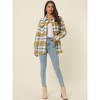 Seta T Women's Fall Winter Button Front Closure Long Sleeve Plaid Jacket with Pockets - 3 of 4