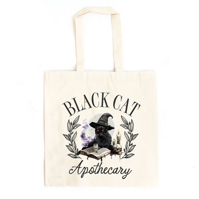 City Creek Prints Black Cat Apothecary Canvas Tote Bag - 15x16 - Natural