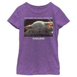 Girl's Star Wars: The Mandalorian Grogu Me When My Song Comes On Meme T-Shirt - 1 of 4