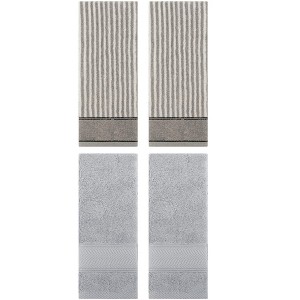 REGALWOVEN 4 Pcs Bathroom Decorative Cotton Soft Absorbent Sold Striped Hand Towel - 1 of 4
