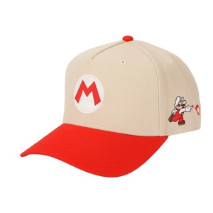 Super Mario Bros Fire Mario White & Red Retro Grandpa Snapback Hat - 1 of 4