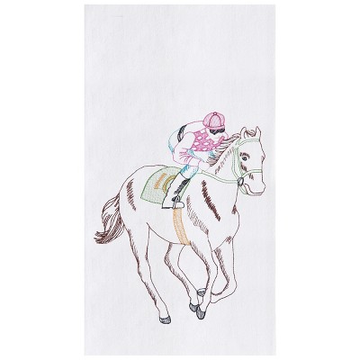 C&F Home Thoroughbred Horse Racing Jockey Derby Day Flour Sack Cotton Decorative Kitchen Dishtowel