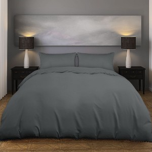 PiccoCasa 110gsm Brushed Microfiber Bedding Duvet Cover Set with Pompoms with 2 Pillowcase - 1 of 4