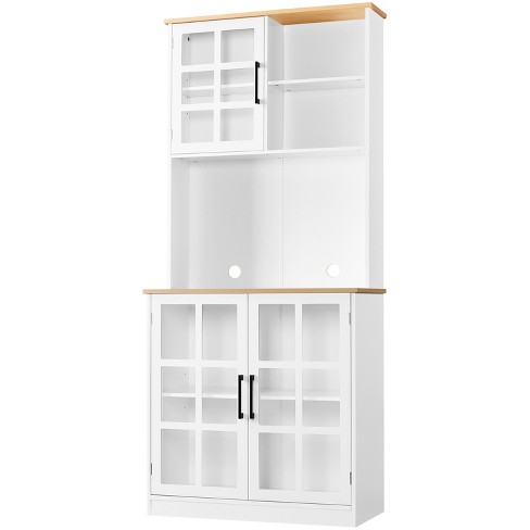 Yaheetech Kitchen Pantry Storage Kitchen Buffet With 3 Cabinets, White ...